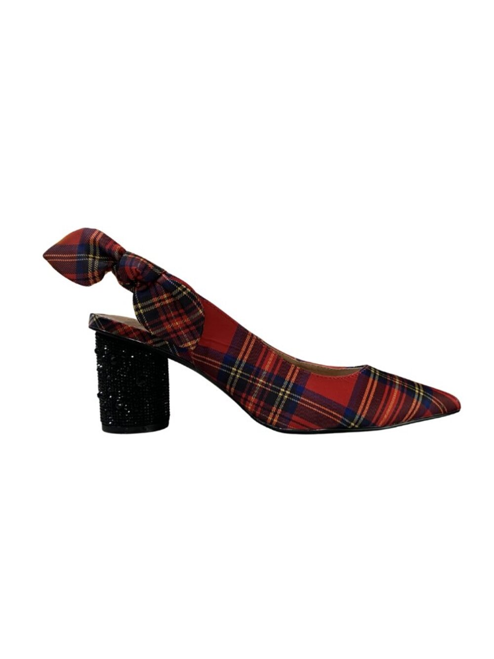 Torrid Betsey Johnson Red Plaid Slingback Pumps Bling Heels Womens Size 9.5W